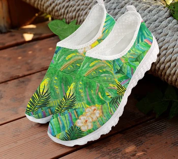 ELVISWORDS Moda Hawaii Palmtree Model Floare Apartamente Femei Pantofi Casual, Adidasi de Vara/Toamna Plasă de Plaja Doamnelor Mocasini 2020