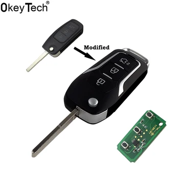 OkeyTech Noi 433Mhz 4D63 Chip Butonul 3 Modificat Flip Pliere Telecomanda Cheie Auto Pentru Ford 2 3 Mondeo Focus Fiesta Netăiat HU101 Lama