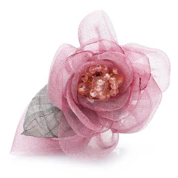 Wuli&copilul Handmade Muselină Floare Trandafir Broșe Pentru Femei Lady 2 culori Nou Design de Flori Biroul de Partid Broșă Pin Cadouri