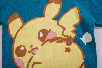 Pokemon Pulover tricotat Barbati Pikachu Imprimare Japonia Harajuku O-gât Vrac Lână Tricot Pulover de Toamna de Moda Ține de Cald Pulover Unisex