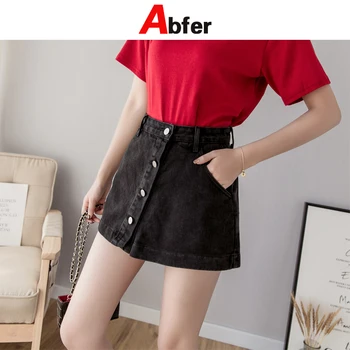 Abfer Plus Dimensiunea Femei pantaloni Scurti din Denim Moda coreeană pantaloni Scurți de Înaltă Talie pentru Femei Doamnelor Butonul Fuste Scurte, de Vară, Femeie