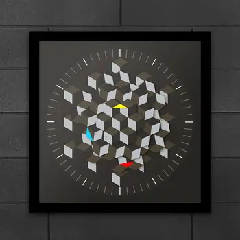Grafic Modern Design De Artă Hexagon Masă, Ceas De Perete Decor Minimalist Placă Rotativă Ceas Inteligent Mâinile Arhitect Noutate Ceas