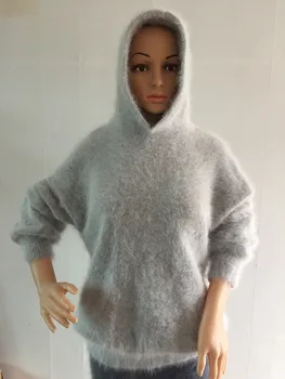 Femeile nurca cașmir pulover haina cu glugă pulover Tricotate Jumper transport gratuit 21417