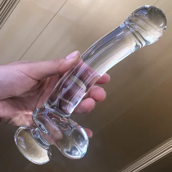 Super Cristal Glass Dildo-uri Masturbator Realist Penis artificial Penis de sex Feminin Mari G-spot Jucarii Anale Butt Plug Adult jucarii Sexuale pentru Femei
