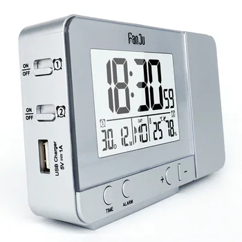 FanJu FJ3531 Proiector Digital Ceas cu Alarmă LED-uri Electronice de Snooze Iluminare Temperatura Umiditate Ceas Cu Proiectie Timp