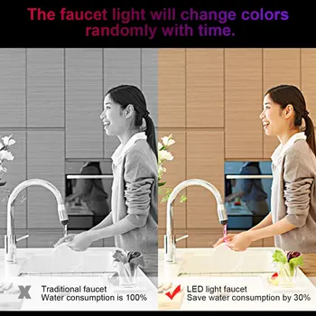 Noutatea Design 7 Culoare RGB LED-uri Colorate cu Apă Ușoară Strălucire Robinet Robinet Cap Acasă Decorare Baie din Oțel Inoxidabil cu Apă de la Robinet