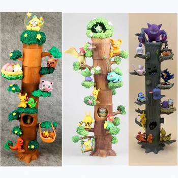 8Pcs/Set POKEMON Jucărie ciot de copac de Halloween Gengar Monstru de Buzunar Pikachu Pădure de Acțiune Figura Model Anime Figura Jucărie Pentru Copil Cadou