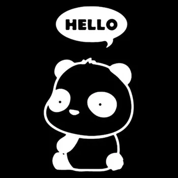 7.3 CM*13.2 CM Panda Drăguț Hello Crezut Bule de Desene animate de Vinil Masina Decalcomanii Autocolante Auto Car Styling Accesorii Negru Argintiu C8-0967