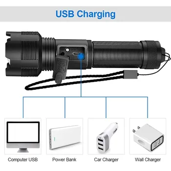 USB ChargingLED Lanterna 1000LM Zoomable Searchlight 1500mAh Baterie IPX4 Lanterna Lumina W/ 5 Moduri de Iluminare de Mână Lanterna