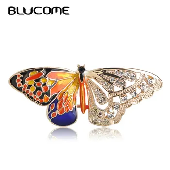 Blucome 2018 Fluture Colorat Forma De Brosa Cristale Insecte Pini Corsaj Pentru Femei Fete Rochie Guler Pălăriile Accesorii