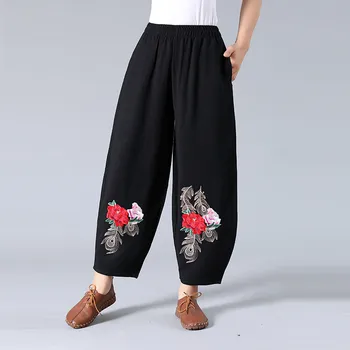 UHYTGF femei Elegante de primavara toamna pantaloni de moda stil Național pantaloni largi cu talie înaltă pantaloni de Trening femei de dimensiuni mari bloomers856