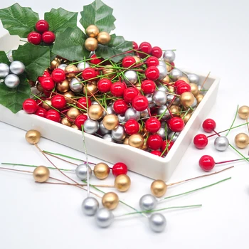 144pcs Super Perla din Plastic Stamen Artificiale Flori Artificiale Mici Boabe de Cireșe Nunta, Tort de Crăciun Cutie Ghirlanda Decor