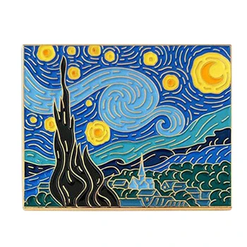 Noapte Înstelată Pictura Email Pin Van Gogh Colecție De Artă Cadou