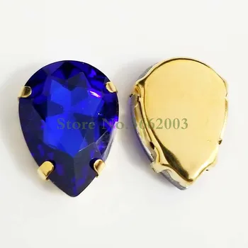 Golden jos Royalblue DR forma AAA de Înaltă calitate de Cristal de Sticlă coase pe gheara pietre,Diy/accesorii de Îmbrăcăminte SWSG10