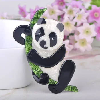 Blucome Drăguț Panda Bambus Forma Broșe Ace Acrilice Gunblack Pin Bijuterii Pentru Fete Pentru Copii Pălării Esarfa Accesorii Cadouri De Zi Cu Zi