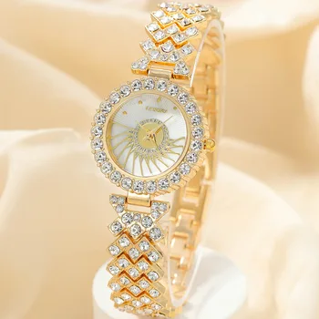 LIANDU Doamnelor de Afaceri Diamant Set Ceas de Moda Casual, Doamnelor Cuarț Ceas Hot Nou Femei Uita-te la Fetele Cadouri reloj mujer