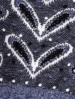 Willshela Femei De Moda Jacquard Tipărite Tricotate Trunchiate Pulover Pulover Vintage, O-Neck Mâneci Lungi De Sex Feminin Chic Lady Topuri
