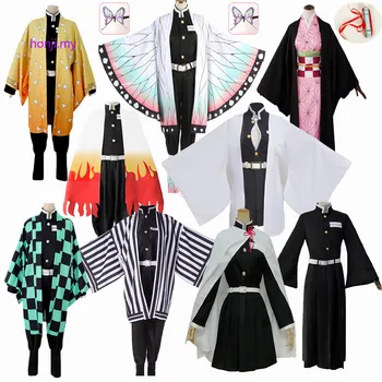 Anime Demon Slayer Kimetsu Nu Yaiba Zenitsu Giyu Tanjirou Kamado Nezuko Cosplay Femei Copii Barbati Kimono Uniformă Cosplay Costum