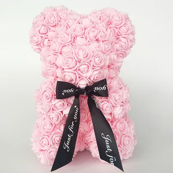 25cm Ursul Desene animate Flori Artificiale PE Rose Flori Artificiale, Cadouri de Craciun pentru Femei, Cadou de Ziua Îndrăgostiților Urs cadou de Vacanță