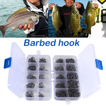 Cârlig de pește 100-1000 Bucăți de Pește Cârlig Box Set cu apă Sărată, Apă dulce din Oțel Carbon de Înaltă Pește Cârlig Accesorii Unelte de Pescuit
