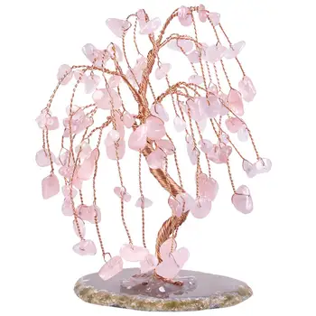 TUMBEELLUWA Vindecare de Cristal Copac Bani Scazut cu Ornamente de Piatră cu Agat Felie de Bază , Bogăție, Noroc Feng Shui Acasă Decor de Birou