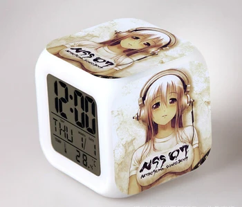 Anime Super Sonico Clasic Fete Sexy Figura LED Ceas cu Alarmă Drăguț Despertador Ceasuri Digitale Figura Stralucitoare Copii Jucarii Papusa Cadouri