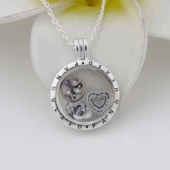 Dragostea de Familie Petites Plutitoare Medalion Colier si Pandantiv pentru femei DIY colier argint 925 bijuterii lanț