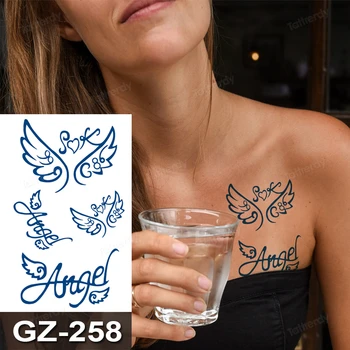 Suc de cerneală tatuaj natural de fructe gel de lungă durată pictura pe corp sexy sân tatuaj sub sânul flori săgeată aripi de înger drăguț tatuaj