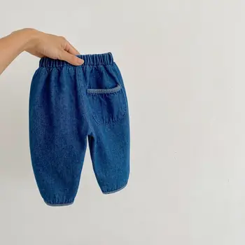 2022 Toamna Anului Nou Copil Moale Denim Pantaloni Solid Baieti Pantaloni Casual Vrac Copil Fata De Blugi Nou-Născut Copilul Pantaloni De Bumbac Pentru Copii Pantaloni