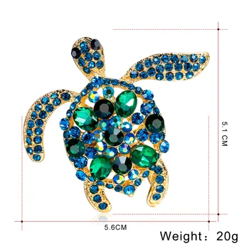 1 buc Moda Farmecul Stras Albastru Turtle Broșă Pin Broșă de Cristal Ace Bijuterii