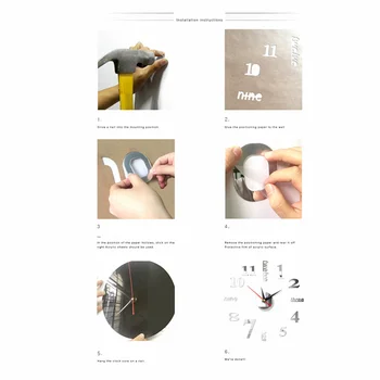 3D DIY Ceas de Perete Modern Home Decor de Epocă Acril Oglindă Autocolante de Perete Camera de zi autoadezive Agățat Ceas Ceasuri