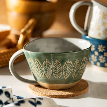 310ml Japonez Vintage Cana Ceramica Maner Cana Pentru Lapte micul Dejun fulgi de Ovăz Cafea Rezistente la Căldură Office Acasă Drinkware Instrument