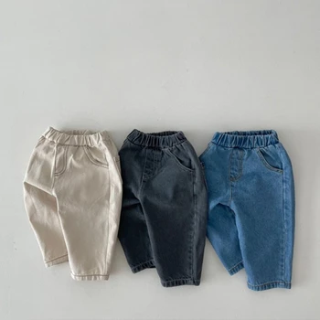2023 Copil Baby Boy Jeans Primavara Noua Fata Solide Casual Pantaloni din Denim pentru Sugari din Bumbac Pur de Moda pentru Copii Haine Baieti 0-24M