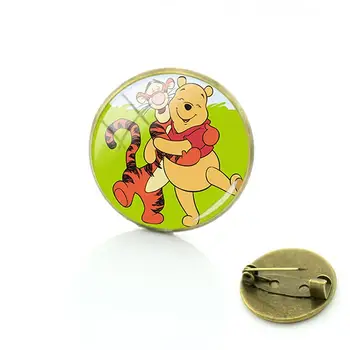 Disney Funcționare Pooh Brosa Dom Bijuterii Insigna Animație Clasică Cabochon Sticla Pin Broșă Doamnelor Cadou Suvenir