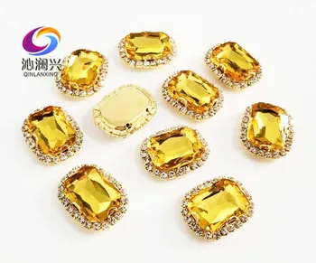 Aur pe fund de Aur galben forma de Dreptunghi de calitate de top de sticlă cristal catarama,coase pe pietre pentru bijuterii diy accesorii