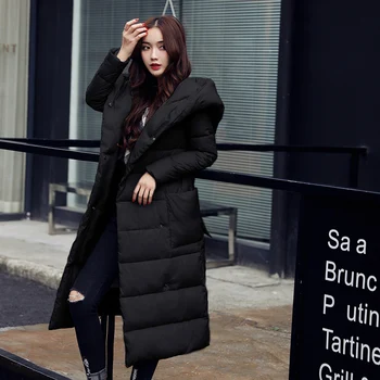 Jos Hanorac Femei Haina de Iarna Extra Lungi Stil coreean Subțire cu Glugă Sacou Feminin, Elegant, Cald Uza Palton veste manteau femme