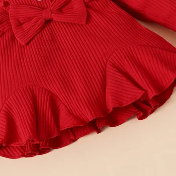 3Pcs Moda Copilul Fetita Haine Seturi Bowknot Culoare Solidă de Dragoste de Top Imprimate Pantaloni Casual Infant ținute de Toamnă