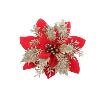 YORIWOO 1/5/10buc Merry Christmas Ornament pentru Pomul de Nunta Flori Artificiale Pentru Decor Acasă de Crăciun Sclipici Flori False Cap DIY