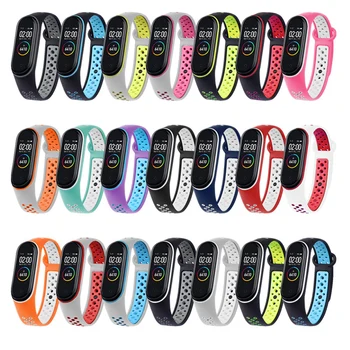Curea Pentru Xiaomi Mi Band 5 6 7 Două-culoare Bratara de Silicon Sport Respirabil Watchband Pentru Miband 3 Miband4 Înlocuire Brățară