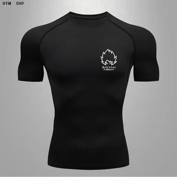 Men ' S T-Shirt Sport Rashguard Jiu Jitsu Compresie Uscată Pantaloni Stramti Respirabil Sala de Fitness de Formare de Funcționare Haine