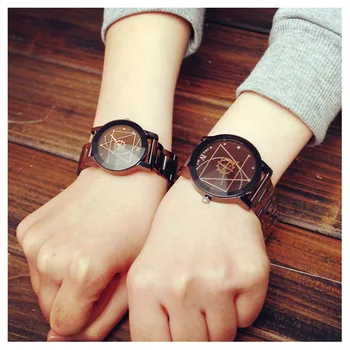 Ceas de cuplu versiunea coreeană de o pereche de non-mecanice, cu bandă de oțel tendință de moda de simplu masculin și feminin ceas ceasul elev