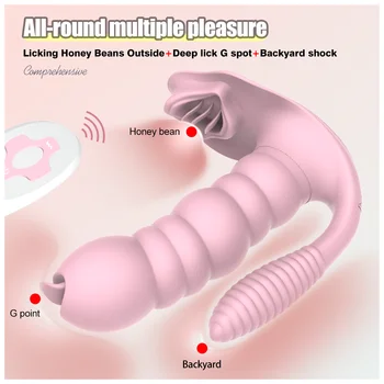 Roz Vibrator Wireless de sex Feminin Masturbator Lins și Supt Penis artificial 3 In 1 Stimulator Clitoris Vagin Masaj Erotic Sex Shop
