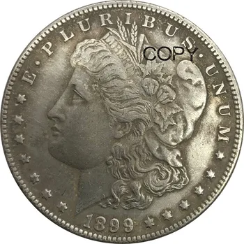 1899-a Dezlegat Statele din America de 1 Dolar Morgan Dolari de cupru si nichel Placat cu Argint Copia Monede