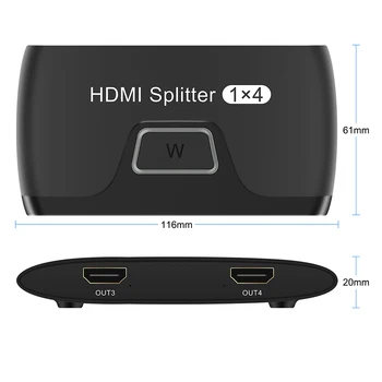 WIISTAR 4K 1x4 Splitter-ul HDMI 1 din 4 Putere Amplificator de Semnal 1x4 Spliter Audio Comutator HD Convertor Adaptor