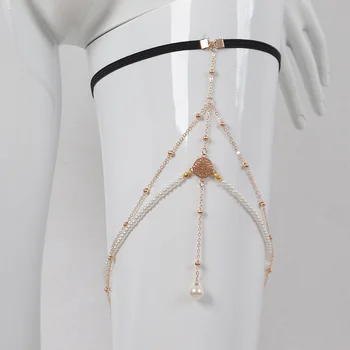 Moda Pearl Lanț Picior pentru Femei Simplu Multistrat Elastic Ciucure Margele Farmece Picior Lanț de Petrecere Punk Corp Bijuterii Accesorii