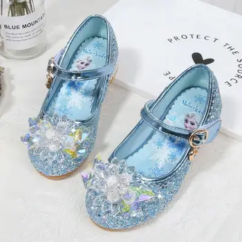 Disney Elsa Printesa Pantofi Fete Frozen Desene Animate Pantofi Rochie Pentru Fete De Moda De Petrecere Pantofi Cu Tocuri Inalte Cadou De Crăciun