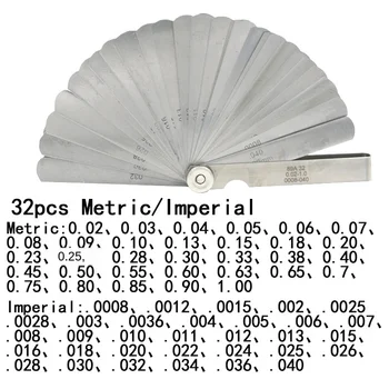 32 Lame leră de măsură Metrice de Umplere Decalaj de 0,02-1MM / 0.0008-0.040 INCH Gage Masurare Instrument pentru Motorul Supapei de Reglare