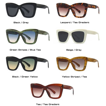 SHAUNA Retro Ochi de Pisică Gradient de ochelari de Soare pentru Femei de Moda Supradimensionate Galben Dungi Verzi Nuante UV400 Bărbați Pătrat Ochelari de Soare