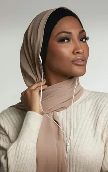 JTVOVO 2021 Nou Deschide Urechile Musulman de Culoare Solidă femeii Bottom Capac Perforat Beanie Islam Hijab Turban Văl Capota Instant