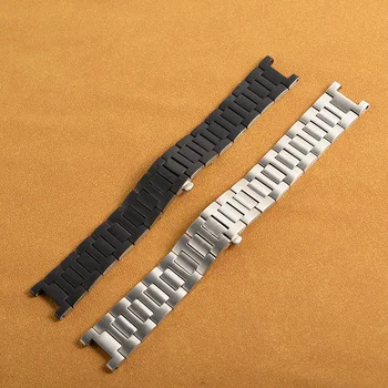 22mm din Oțel Inoxidabil Ceas Trupa Bratara Barbati Silver Cruved End Watchband Pentru a se Potrivi Cartier Pasha Bratara din Otel